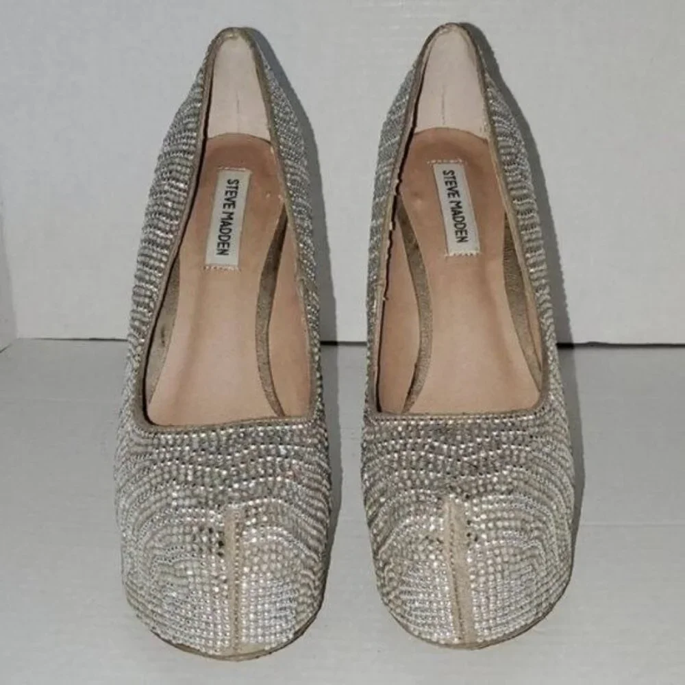 Steve Madden Platform Heels Shoes Rhinestones Stilettos Women's Woman's Size 8